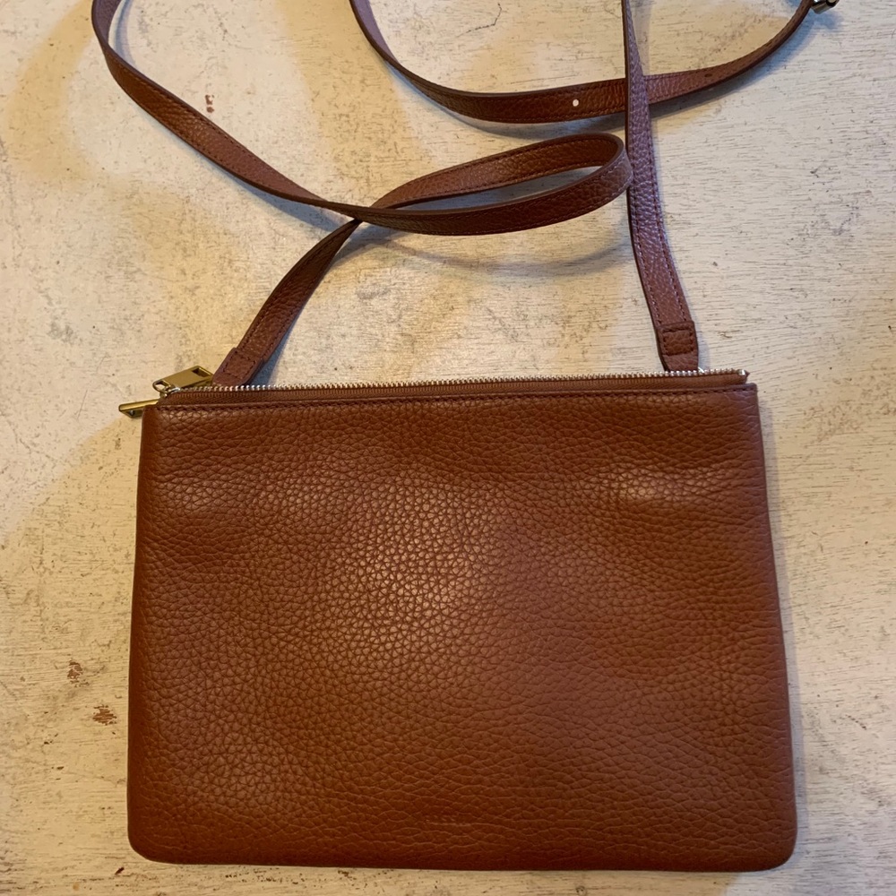 Fossil brown leather cross body